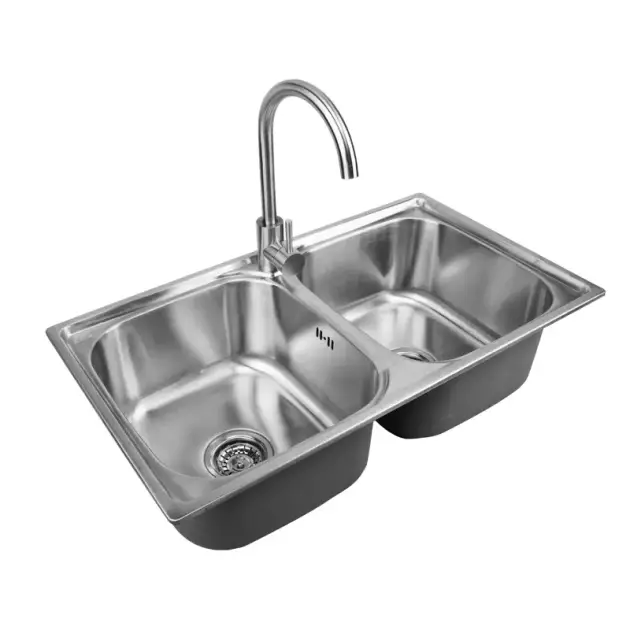 China factory price stainless steel kitchen double bowl square sink